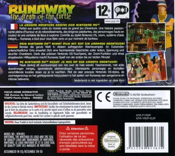 Runaway - The Dream of the Turtle (Europe) (En,Fr,De,Es,It) (Rev 1) box cover back